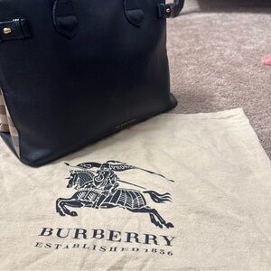 Burberry Black and Tan Leather Tote